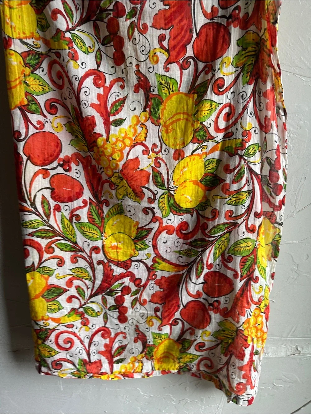 Italian Lemon Fruit Print Cotton Scarf Mediterranean Euro Summer Coastal Boho